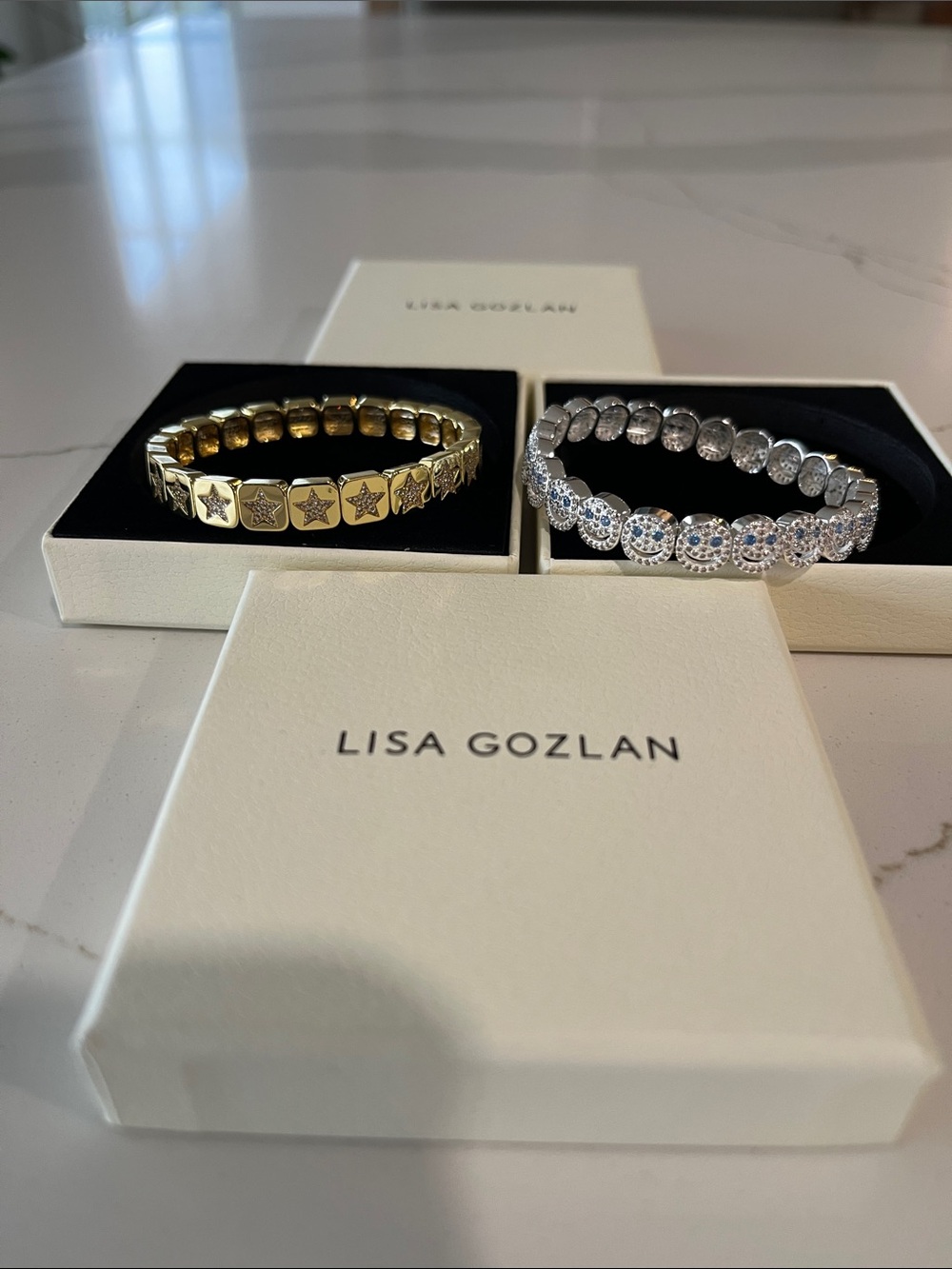 Lisa Gozlan Gold and Silver Star Stretch Bracelet Duo